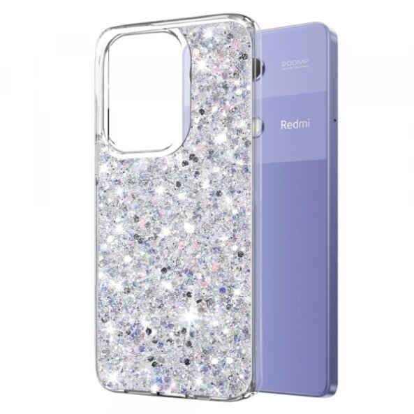 Husa pentru Xiaomi Redmi Note 13 Pro 4G / Poco M6 Pro 4G, Techsuit, Sparkly Glitter, Alba