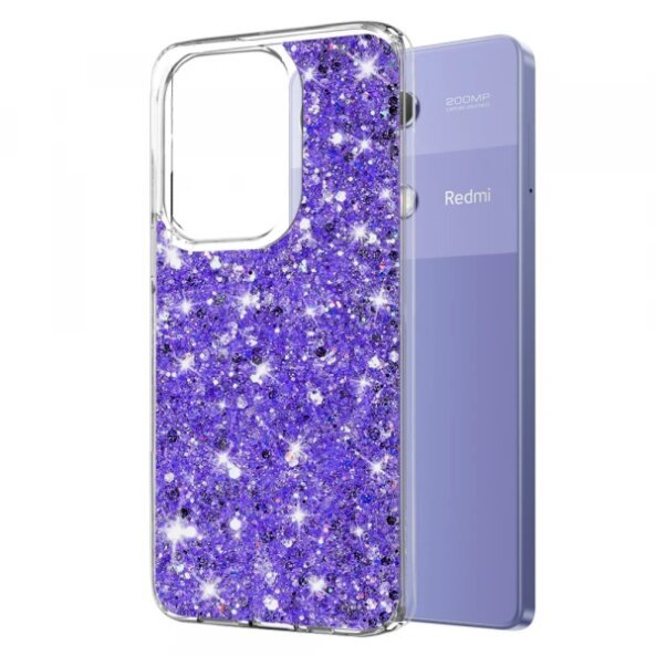 Husa pentru Xiaomi Redmi Note 13 Pro 4G / Poco M6 Pro 4G, Techsuit, Sparkly Glitter, Mov