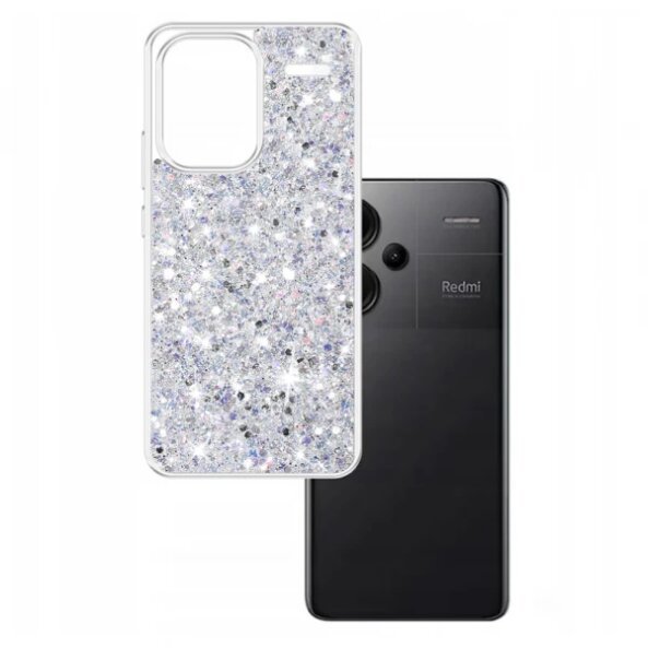 Husa pentru Xiaomi Redmi Note 13 Pro+, Techsuit, Sparkly Glitter, Alba