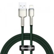 Cablu Date si Incarcare USB-A - Lightning Baseus Cafule Metal Series, 18W, 1m, Verde CALJK-A06 