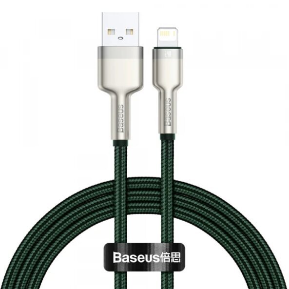 Cablu Date si Incarcare USB-A - Lightning Baseus Cafule Metal Series, 18W, 1m, Verde CALJK-A06 
