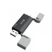 Cititor Card USB / USB-C DEVIA EL240, SD - microSD, Negru 