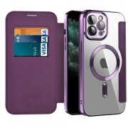 Husa MagSafe pentru Apple iPhone 11 Pro Max, Techsuit, SmartMag Book, Mov