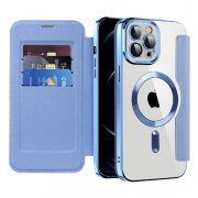 Husa MagSafe pentru Apple iPhone 12 Pro Max, Techsuit, SmartMag Book, Bleu