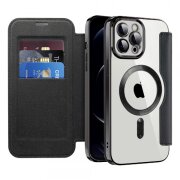 Husa MagSafe pentru Apple iPhone 12 Pro Max, Techsuit, SmartMag Book, Neagra