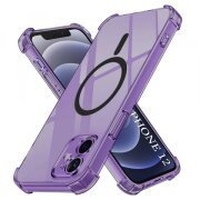 Husa MagSafe pentru Apple iPhone 12, Techsuit, Shockproof Clear, Neagra