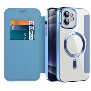 Husa MagSafe pentru Apple iPhone 12, Techsuit, SmartMag Book, Bleu