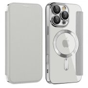 Husa MagSafe pentru Apple iPhone 12, Techsuit, SmartMag Book, Gri