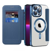 Husa MagSafe pentru Apple iPhone 13 Pro, Techsuit, SmartMag Book, Albastra