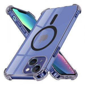 Husa MagSafe pentru Apple iPhone 13, Techsuit, Shockproof Clear, Neagra