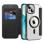 Husa MagSafe pentru Apple iPhone 13, Techsuit, SmartMag Book, Neagra