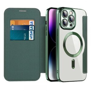 Husa MagSafe pentru Apple iPhone 14 Pro Max, Techsuit, SmartMag Book, Verde