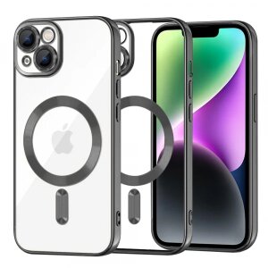 Husa MagSafe pentru Apple iPhone 14, Techsuit, Luxury Crystal, Neagra