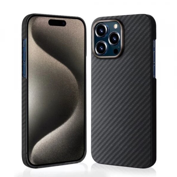 Husa MagSafe pentru Apple iPhone 15 Pro Max, Techsuit, Aramid Fiber, Neagra
