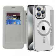 Husa MagSafe pentru Apple iPhone 15 Pro, Techsuit, SmartMag Book, Gri