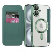 Husa MagSafe pentru Apple iPhone 16 Plus, Techsuit, SmartMag Book, Verde