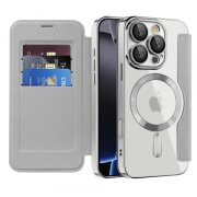 Husa MagSafe pentru Apple iPhone 16 Pro Max, Techsuit, SmartMag Book, Gri