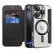 Husa MagSafe pentru Apple iPhone 16 Pro Max, Techsuit, SmartMag Book, Neagra