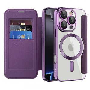 Husa MagSafe pentru Apple iPhone 16 Pro, Techsuit, SmartMag Book, Mov