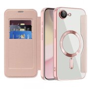 Husa MagSafe pentru Apple iPhone 16e, Techsuit, SmartMag Book, Roz