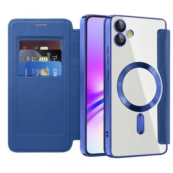 Husa MagSafe pentru Samsung Galaxy A05 A055, Techsuit, SmartMag Book, Albastra