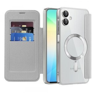 Husa MagSafe pentru Samsung Galaxy A06 A065, Techsuit, SmartMag Book, Gri