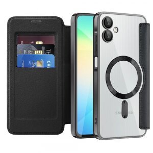 Husa MagSafe pentru Samsung Galaxy A06 A065, Techsuit, SmartMag Book, Neagra
