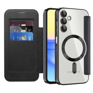 Husa MagSafe pentru Samsung Galaxy A15 5G A156 / A15 A155, Techsuit, SmartMag Book, Neagra