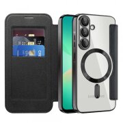 Husa MagSafe pentru Samsung Galaxy A26 A266, Techsuit, SmartMag Book, Neagra