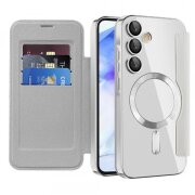 Husa MagSafe pentru Samsung Galaxy A55 5G A556, Techsuit, SmartMag Book, Gri