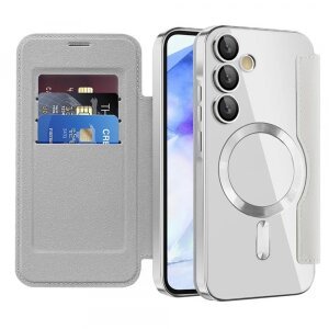 Husa MagSafe pentru Samsung Galaxy A55 5G A556, Techsuit, SmartMag Book, Gri