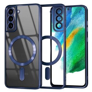 Husa MagSafe pentru Samsung Galaxy S21 FE 5G G990, Techsuit, Luxury Crystal, Albastra