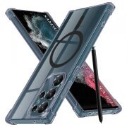 Husa MagSafe pentru Samsung Galaxy S22 Ultra 5G S908, Techsuit, Shockproof Clear, Neagra