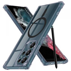 Husa MagSafe pentru Samsung Galaxy S22 Ultra 5G S908, Techsuit, Shockproof Clear, Neagra