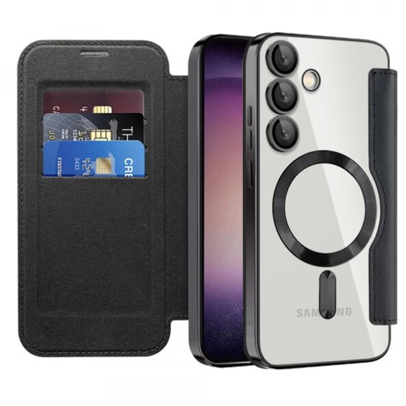 Husa MagSafe pentru Samsung Galaxy S23 S911, Techsuit, SmartMag Book, Neagra