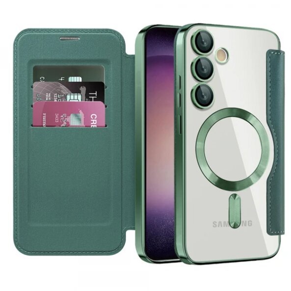 Husa MagSafe pentru Samsung Galaxy S23+ S916, Techsuit, SmartMag Book, Verde