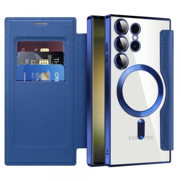 Husa MagSafe pentru Samsung Galaxy S23 Ultra S918, Techsuit, SmartMag Book, Albastra