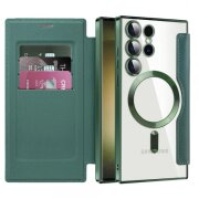 Husa MagSafe pentru Samsung Galaxy S23 Ultra S918, Techsuit, SmartMag Book, Verde
