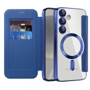 Husa MagSafe pentru Samsung Galaxy S24 S921, Techsuit, SmartMag Book, Albastra