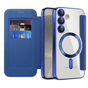 Husa MagSafe pentru Samsung Galaxy S24+ S926, Techsuit, SmartMag Book, Albastra