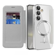 Husa MagSafe pentru Samsung Galaxy S24+ S926, Techsuit, SmartMag Book, Gri