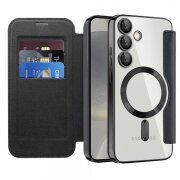 Husa MagSafe pentru Samsung Galaxy S24+ S926, Techsuit, SmartMag Book, Neagra