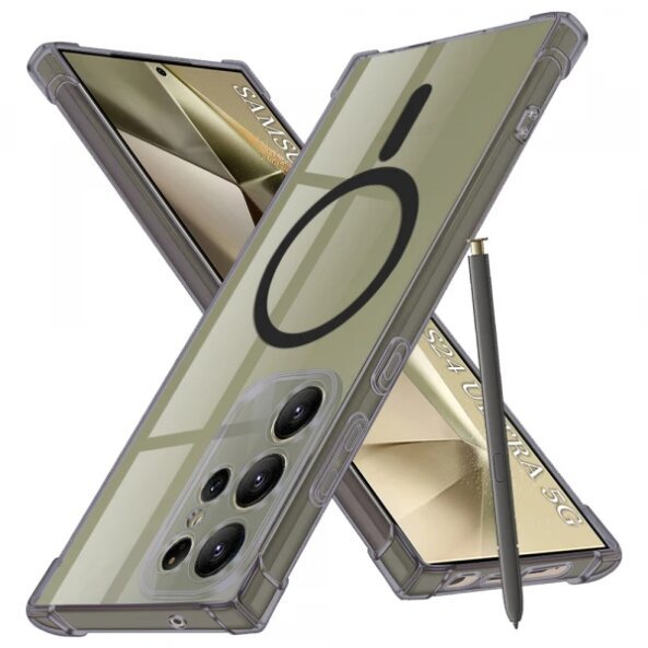 Husa MagSafe pentru Samsung Galaxy S24 Ultra S928, Techsuit, Shockproof Clear, Neagra