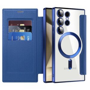Husa MagSafe pentru Samsung Galaxy S24 Ultra S928, Techsuit, SmartMag Book, Albastra