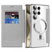 Husa MagSafe pentru Samsung Galaxy S24 Ultra S928, Techsuit, SmartMag Book, Gri