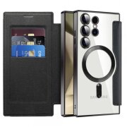 Husa MagSafe pentru Samsung Galaxy S24 Ultra S928, Techsuit, SmartMag Book, Neagra