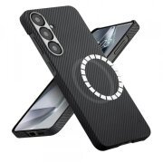 Husa MagSafe pentru Samsung Galaxy S25 S931, Techsuit, Aramid Fiber, Neagra