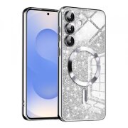 Husa MagSafe pentru Samsung Galaxy S25 S931, Techsuit, Luxury Glitter, Argintie