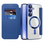 Husa MagSafe pentru Samsung Galaxy S25 S931, Techsuit, SmartMag Book, Albastra