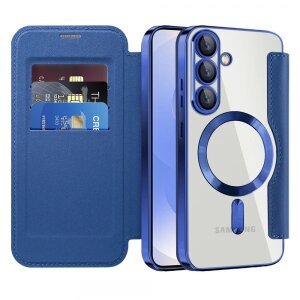 Husa MagSafe pentru Samsung Galaxy S25+ S936, Techsuit, SmartMag Book, Albastra